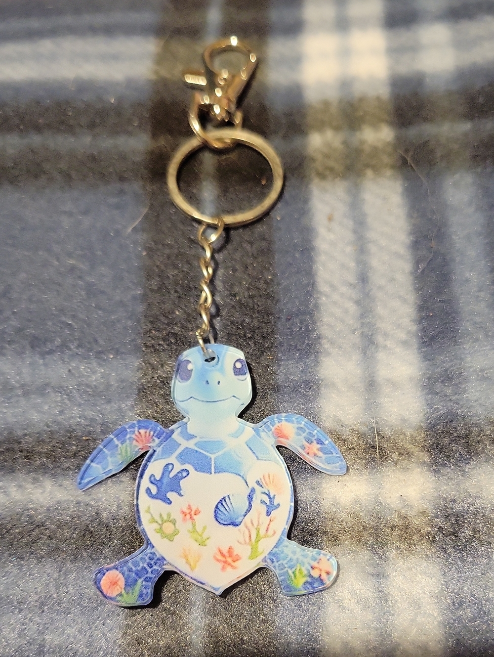 Cute Blue Turtle Purch Charm/Keychain with Sea Life Design